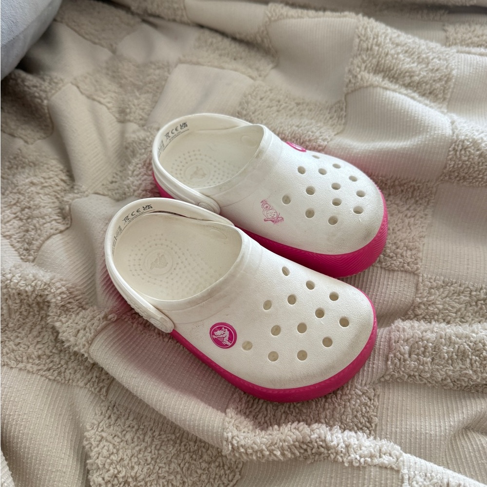 Crocs Kids White and Pink Light Up